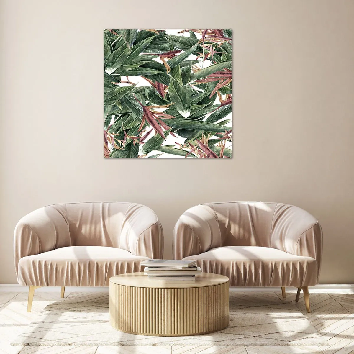 Obraz na szkle - Szmaragdowo-liliowy gąszcz - 40x40 cm