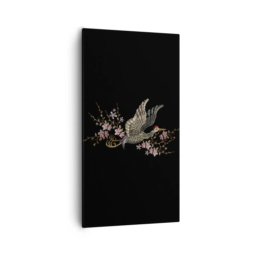 Obraz na płótnie - Egzotyczny, haftowany ptak - 55x100 cm