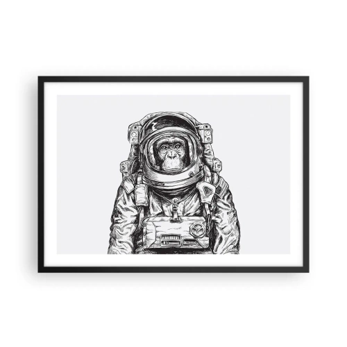 Plakat w czarnej ramie - Grafika astronauty w skafandrze z głową małpy - 70x50cm - Alternatywna ewolucja - Nowoczesna dekoracja ścienna do salonu i sypialni ARTTOR