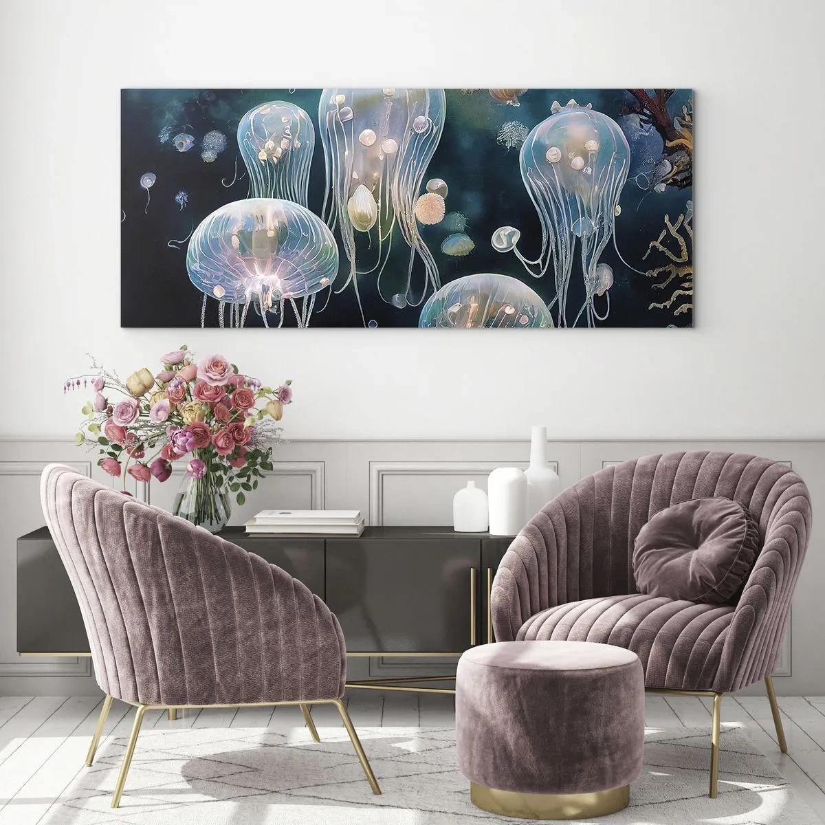 Obraz na szkle - Podwodny bal - 100x40 cm