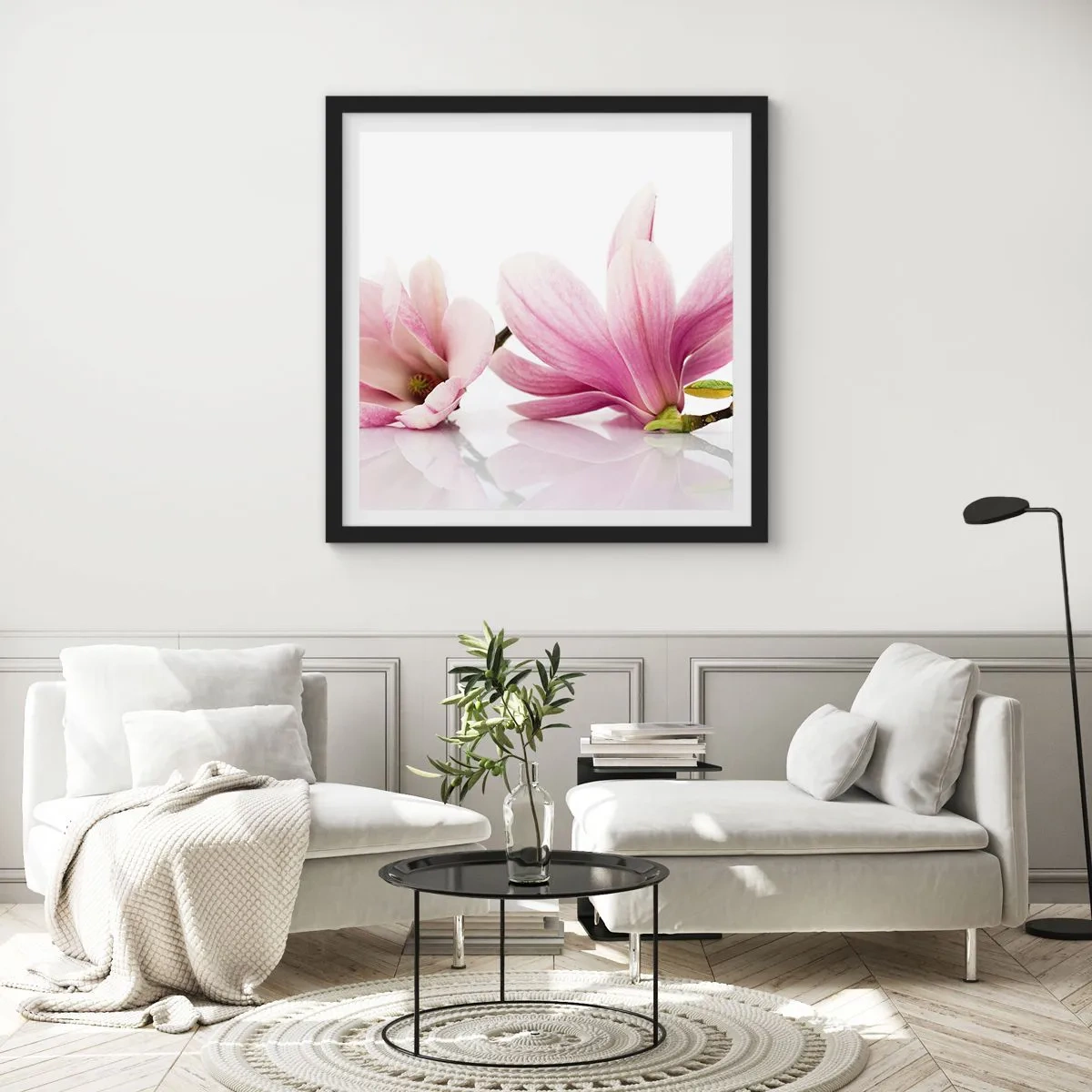 Plakat w czarnej ramie - Delikatne jak powiew wiosny - 60x60 cm