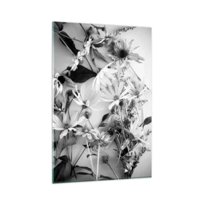 Obraz na szkle - Czarno-białe kompozycje kwiatów w subtelnym artystycznym stylu - 80x120cm - Nie-bukiet kwiatów - Nowoczesna dekoracja ścienna do salonu i sypialni ARTTOR