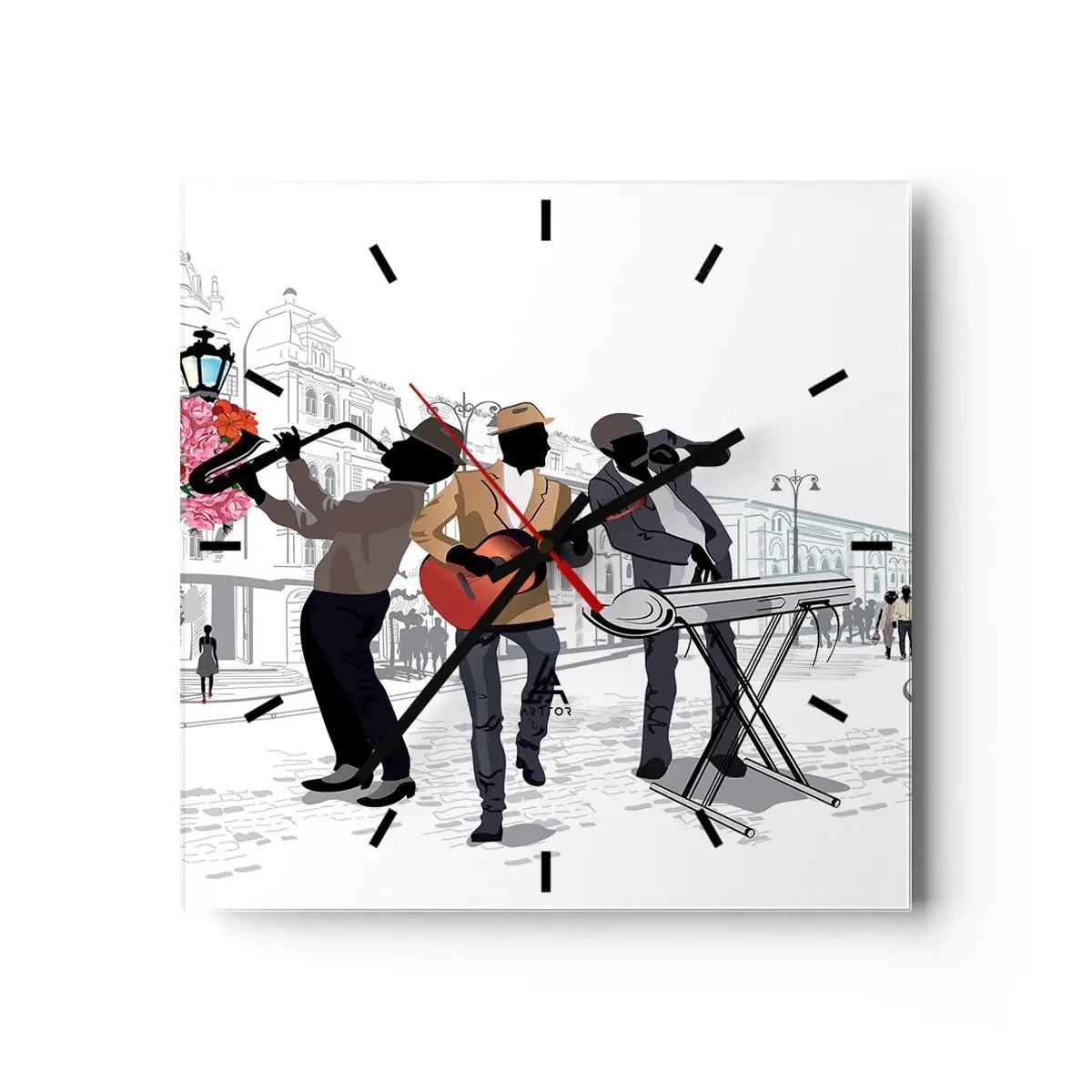 Zegar ścienny - Muzyka ulicy - 40x40 cm