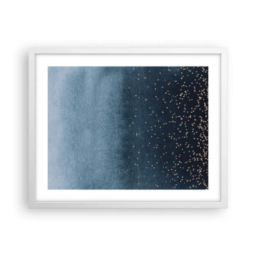 Plakat w białej ramie - Kompozycja – niebieskie fazy - 50x40 cm