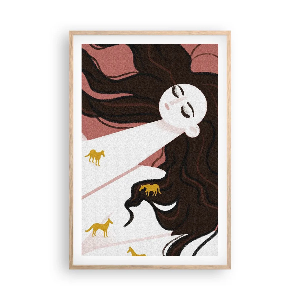 Plakat w ramie jasny dąb - Sen o złotym koniu - 61x91 cm