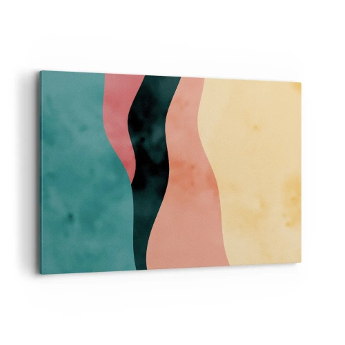 Obraz na płótnie - Abstrakcyjne fale w pastelowych barwach - 120x80cm - Zgodna niezgodność - Nowoczesna dekoracja ścienna do salonu, kuchni i sypialni ARTTOR