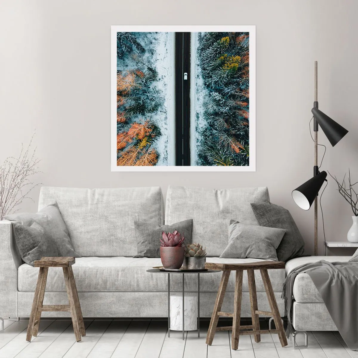 Plakat - Przeciąć zimowy las - 40x40 cm
