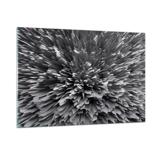 Obraz na szkle - Abstrakcyjna czarno-biała struktura 3D z ostrymi krawędziami - 120x80cm - Już ostrzej się nie da - Nowoczesna dekoracja ścienna do salonu, kuchni i sypialni ARTTOR