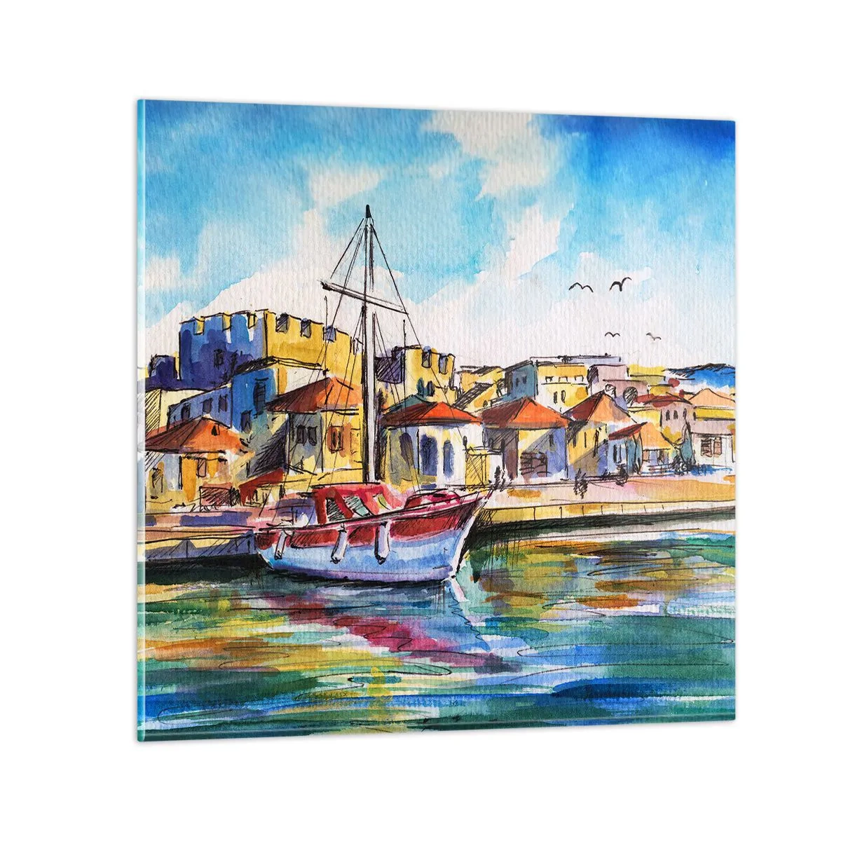 Obraz na szkle - Tęczowe popołudnie - 60x60 cm