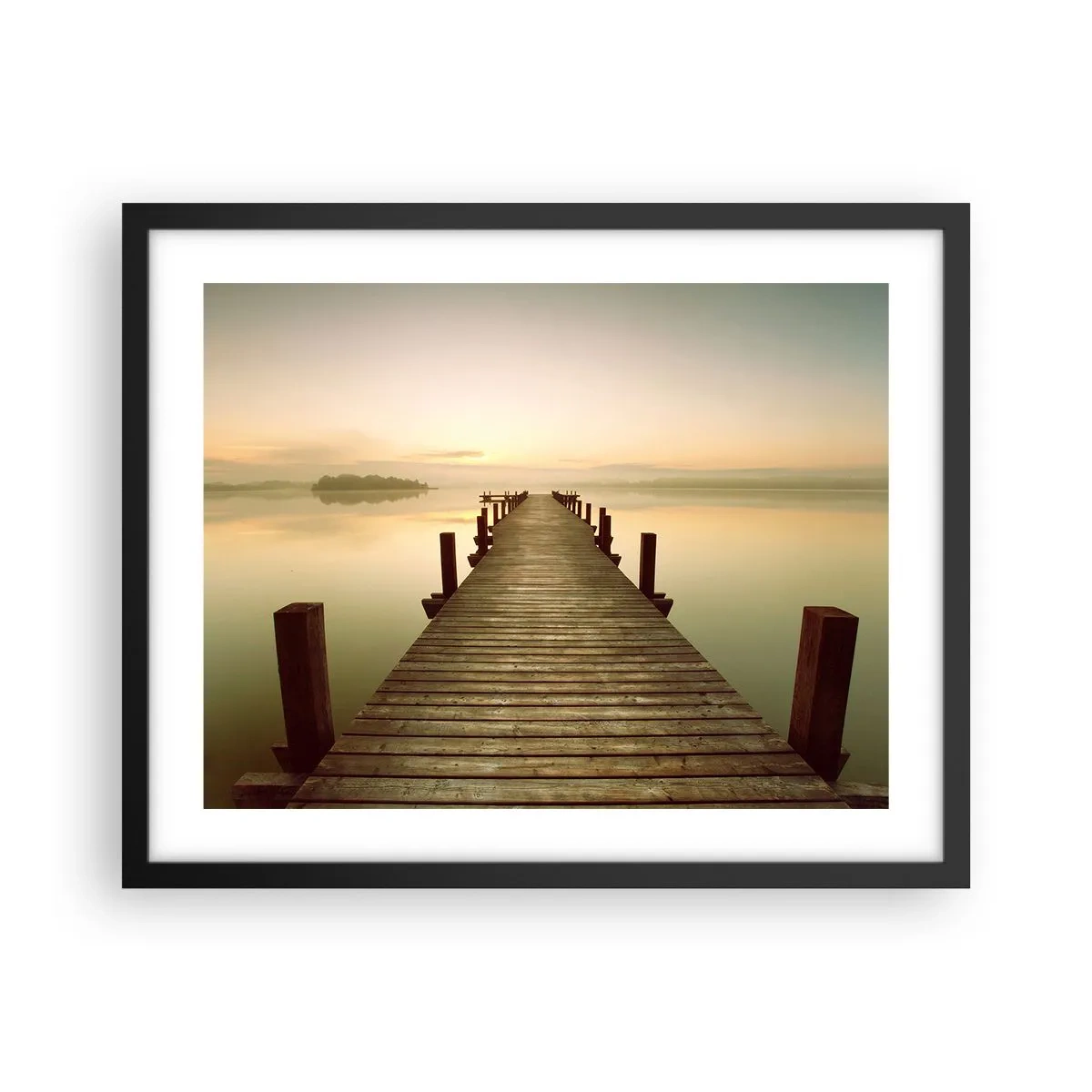 Plakat w czarnej ramie - Przedświt, świtanie, światło - 50x40 cm