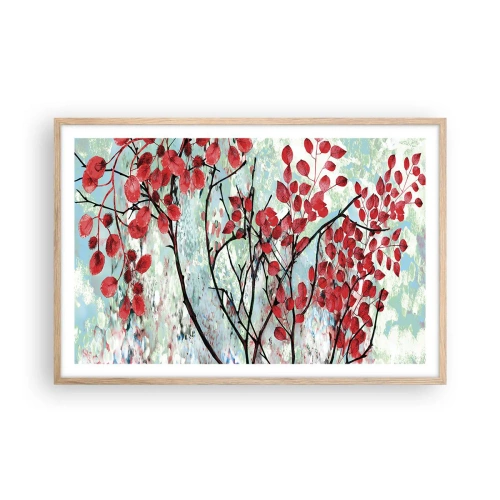 Plakat w ramie jasny dąb - Drzewo w szkarłacie - 91x61 cm