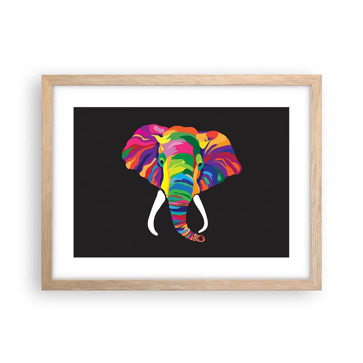 Plakat w ramie jasny dąb - Słoń, który kochał kąpać się w tęczy - 40x30 cm