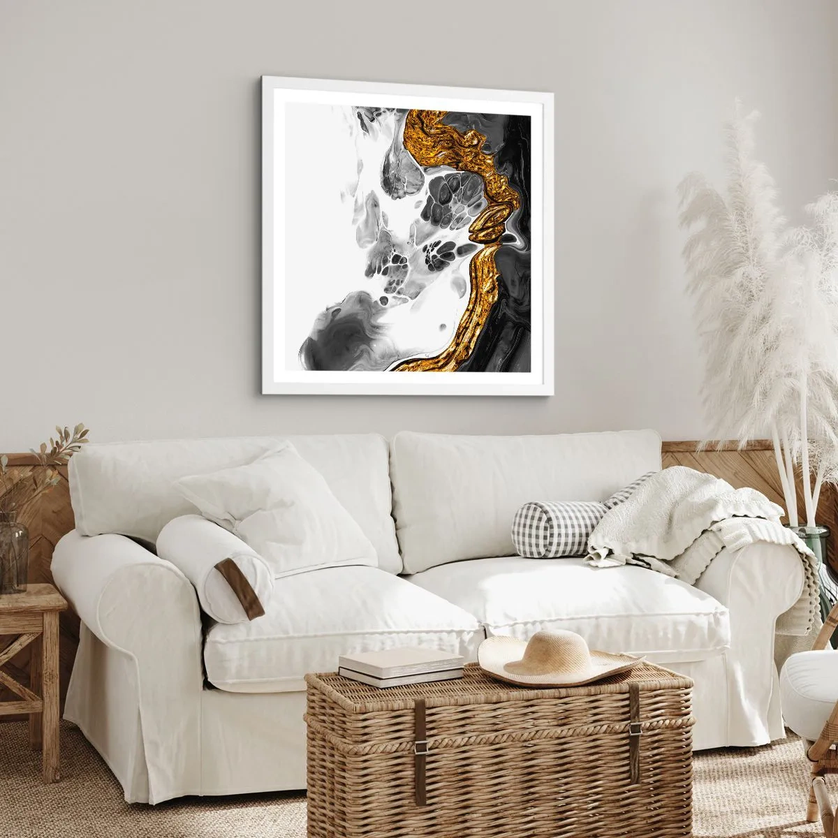 Plakat w białej ramie - Kompozycja organiczna - 40x40 cm