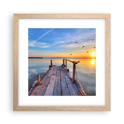 Plakat w ramie jasny dąb - Iść przed siebie ku słońcu - 30x30 cm