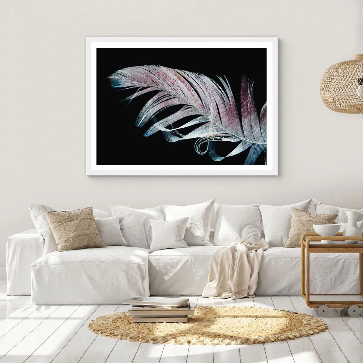 Plakat w białej ramie - Pomyśl o dotyku - 40x30 cm