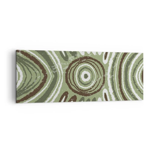 Obraz na płótnie - Abstrakcyjne wzory w odcieniach zieleni i brązu - 140x50cm - Eksplozja emocji - Nowoczesna dekoracja ścienna do salonu i sypialni ARTTOR