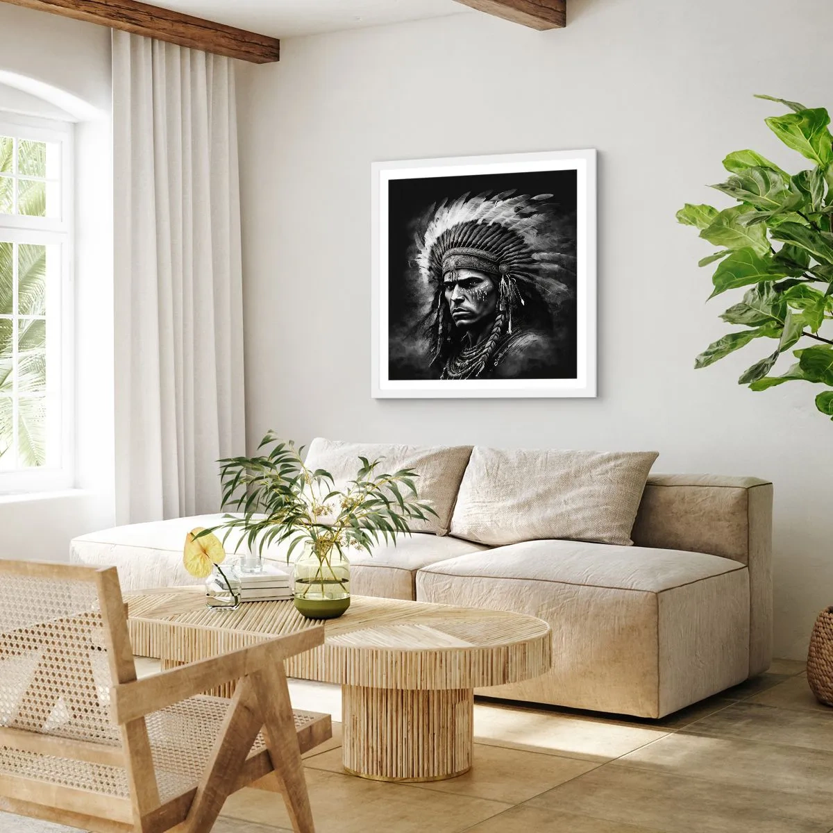 Plakat w białej ramie - Wódz i wojownik - 60x60 cm