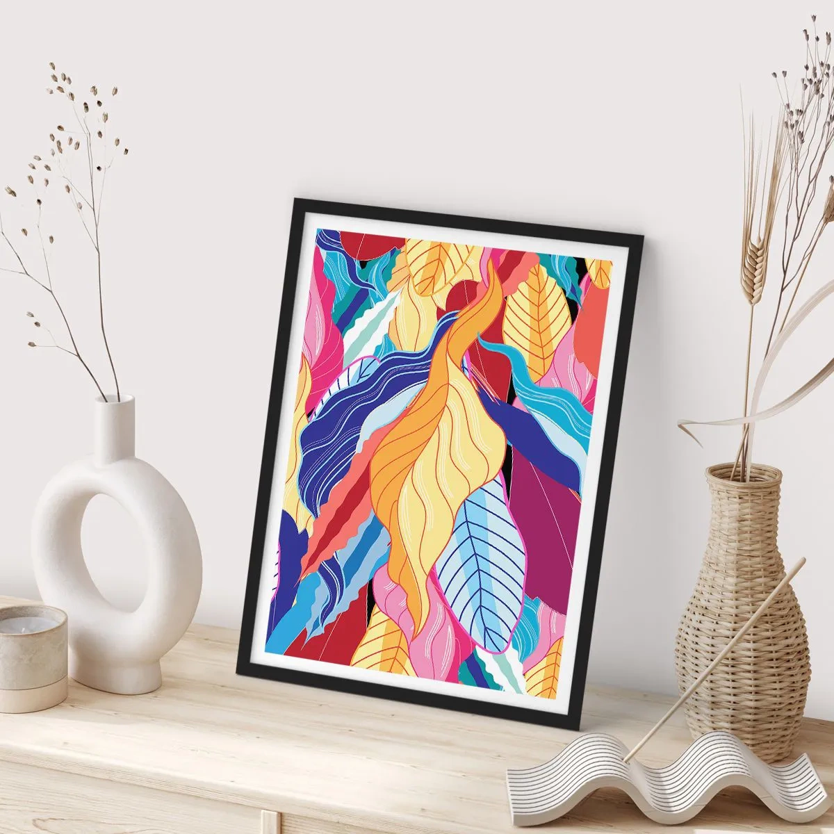 Plakat w czarnej ramie - Kolorowy bałagan - 40x50 cm