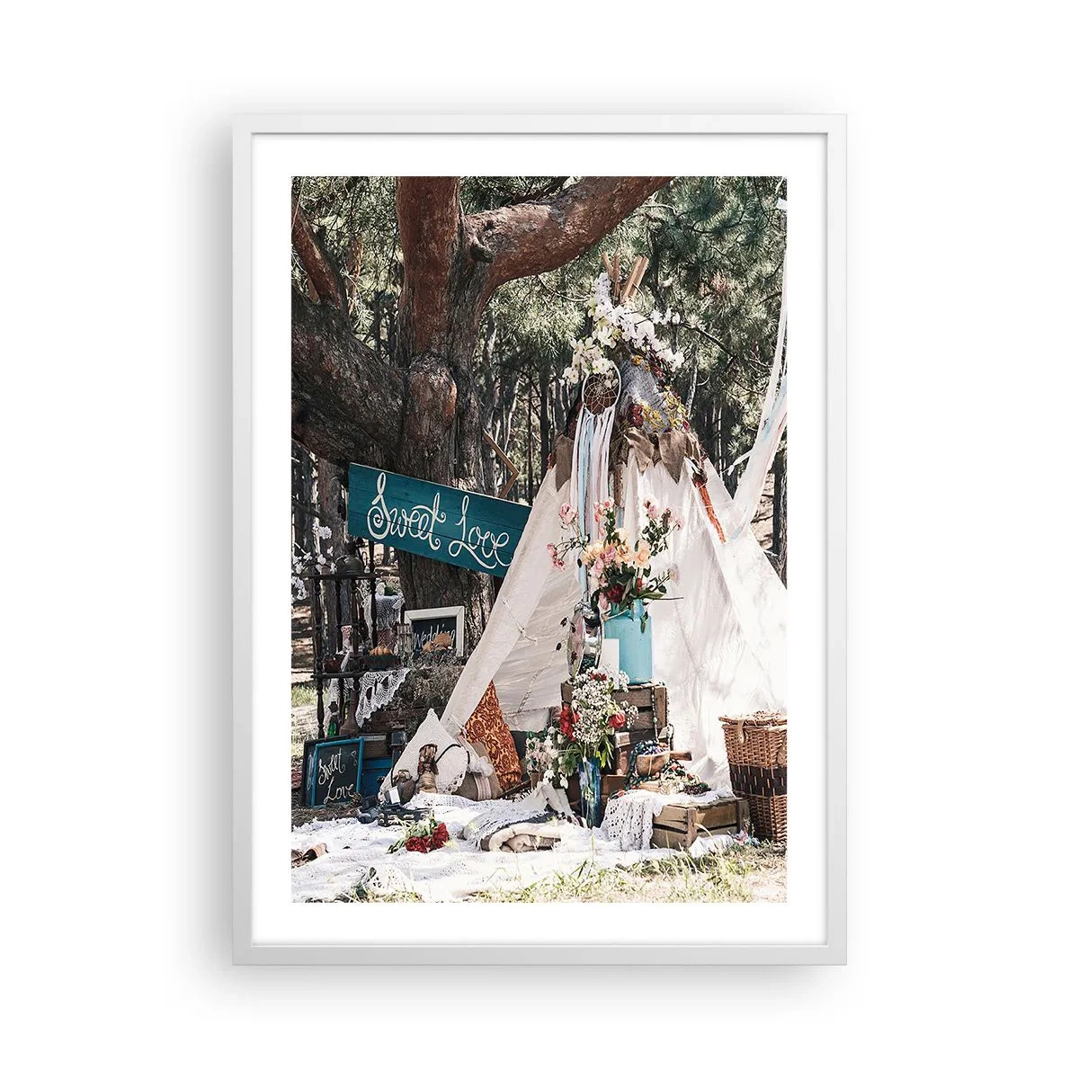 Plakat w białej ramie - Make love… - 50x70 cm