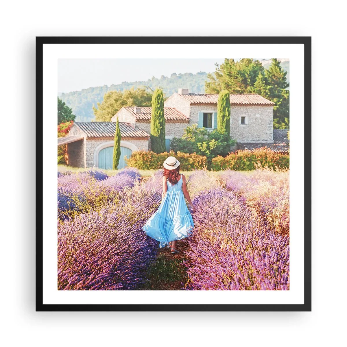 Plakat w czarnej ramie - Lawendowa dziewczyna - 60x60 cm