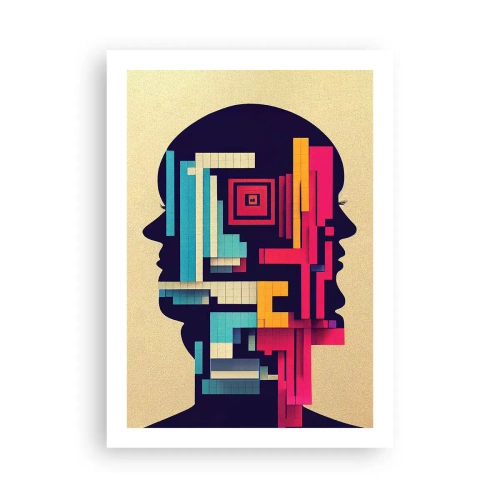 Plakat - Abstrakcyjna sylwetka z geometrycznymi formami - 50x70cm - Nowe więzi - Nowoczesna dekoracja ścienna do salonu, kuchni i sypialni ARTTOR