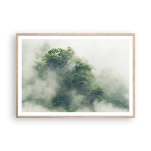 Plakat w ramie jasny dąb - Otulone mgłą - 100x70 cm