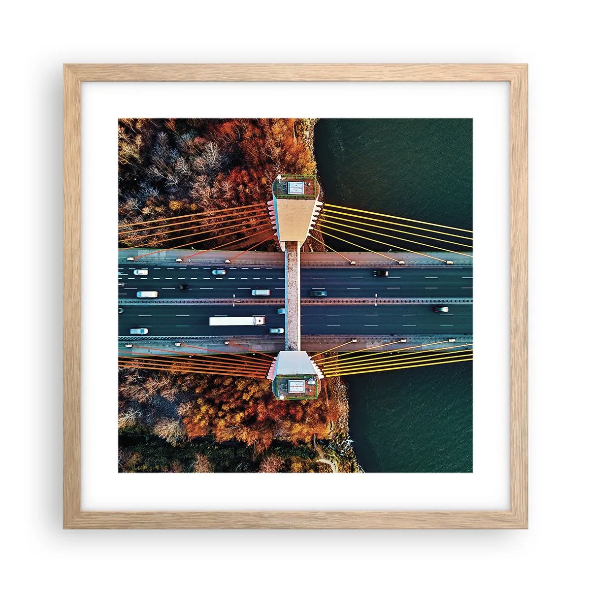Plakat w ramie jasny dąb - ZA wodami, za lasami - 40x40 cm