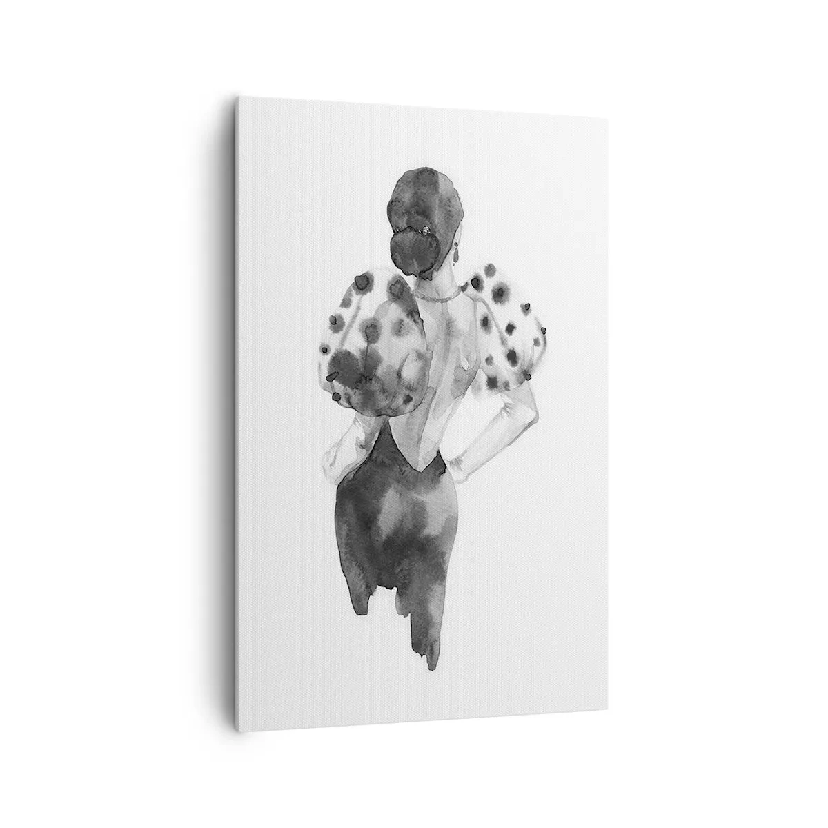 Obraz na płótnie - Minimalistyczna ilustracja kobiety w stylu akwareli - 80x120cm - Przeszła tuż obok - Nowoczesna dekoracja ścienna do salonu i sypialni ARTTOR