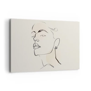 Obraz na płótnie - Minimalistyczny szkic kobiecej twarzy - 120x80cm - Dumne spojrzenie - Nowoczesna dekoracja ścienna do salonu, kuchni i sypialni ARTTOR