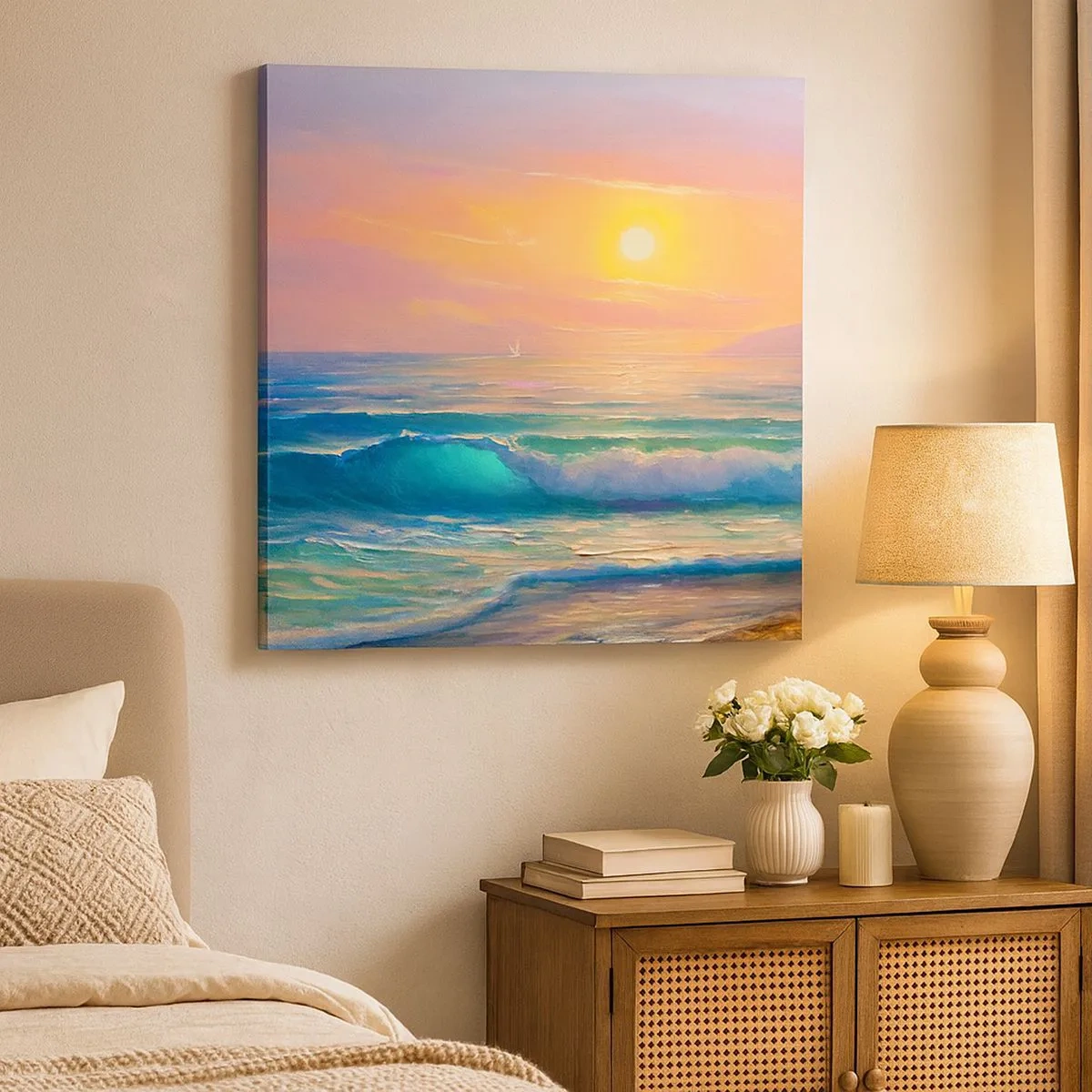 Obraz na płótnie - Turkusowa pieśń fal - 30x30 cm