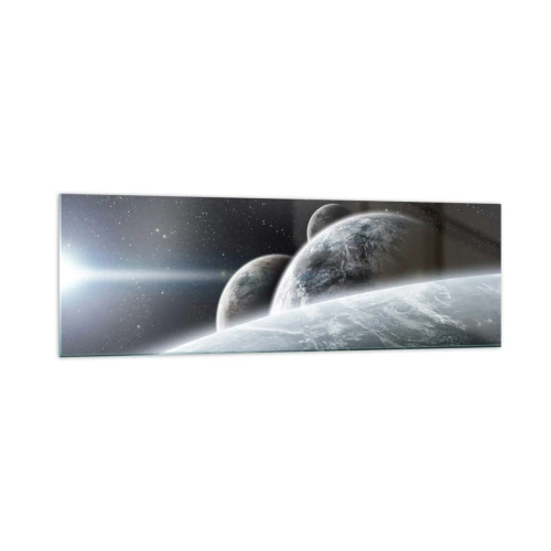 Obraz na szkle - Planety w kosmosie na tle gwiazd i galaktyk - 160x50cm - Kosmiczna muzyka sfer - Nowoczesna dekoracja ścienna do salonu i sypialni ARTTOR