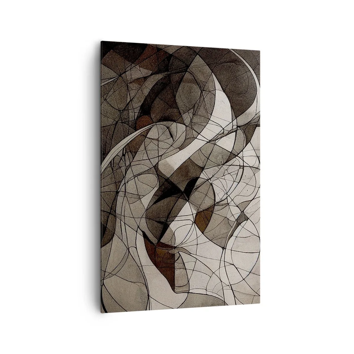 Obraz na płótnie - Abstrakcyjny wzór w brązowych i ziemistych tonach - 80x120cm - Cyrkulacja barw ziemi - Nowoczesna dekoracja ścienna do salonu i sypialni ARTTOR