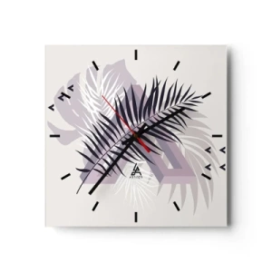 Zegar ścienny - Minimalistyczna kompozycja z liśćmi i geometrycznymi kształtami - 30x30cm - Cień cienia - Nowoczesna dekoracja ścienna do salonu i sypialni ARTTOR