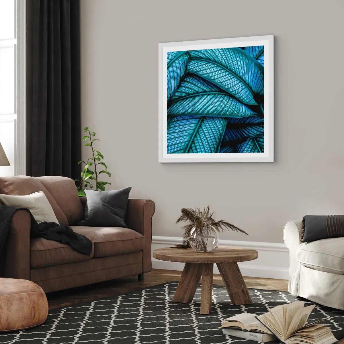 Plakat w białej ramie - Linie życia - 60x60 cm