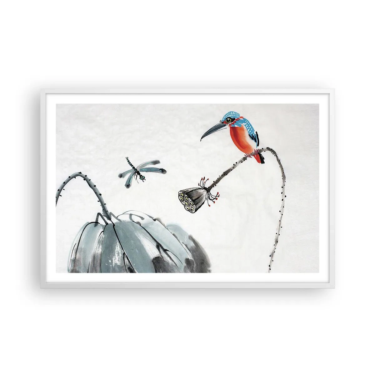 Plakat w białej ramie - Życie łąki - 91x61 cm
