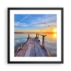 Plakat w czarnej ramie - Iść przed siebie ku słońcu - 40x40 cm