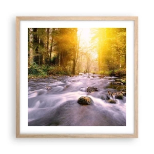 Plakat w ramie jasny dąb - Malachit w srebrno-złotej oprawie - 50x50 cm