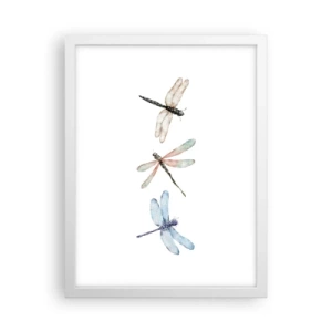 Plakat w białej ramie - Ważki nieważkie - 30x40 cm