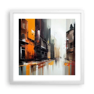 Plakat w białej ramie - Deszczowy dzień - 40x40 cm