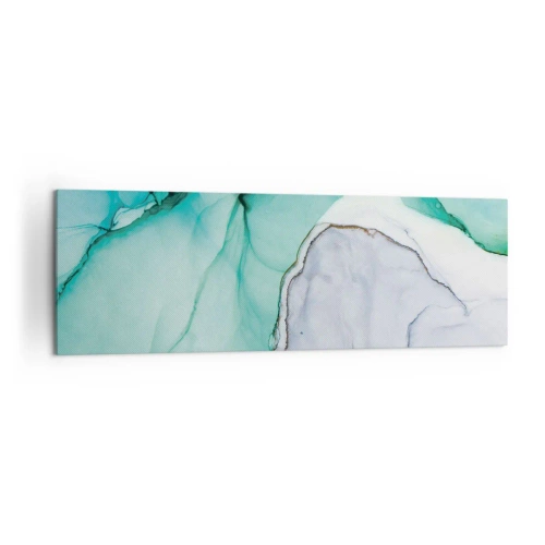 Obraz na płótnie - Abstrakcyjny wzór w odcieniach turkusu i bieli - 160x50cm - Studium w turkusie - Nowoczesna dekoracja ścienna do salonu i sypialni ARTTOR