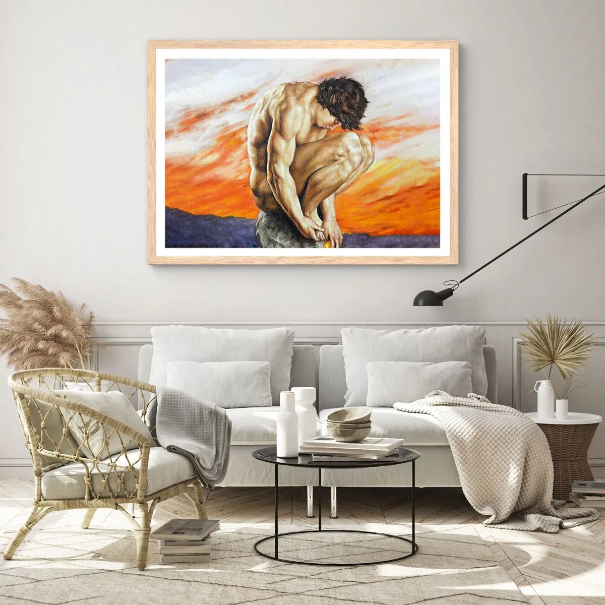 Plakat w ramie jasny dąb - Zatopiony w sobie - 40x30 cm