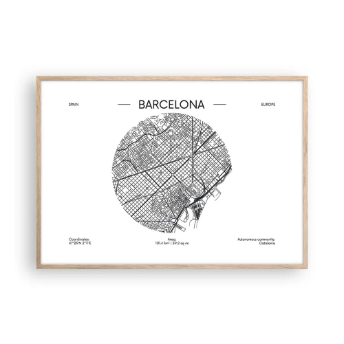 Plakat w ramie jasny dąb - Anatomia Barcelony - 100x70 cm