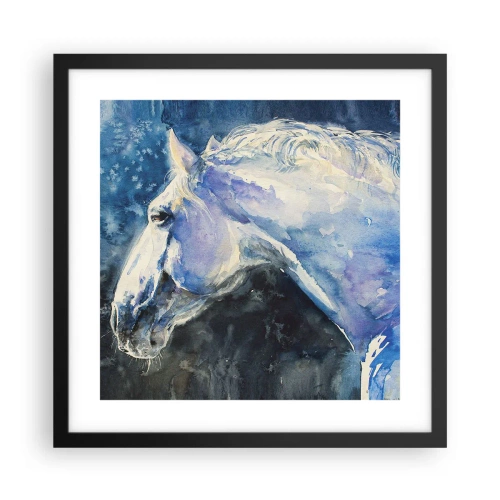 Plakat w czarnej ramie - Portret w błękitnej poświacie - 40x40 cm