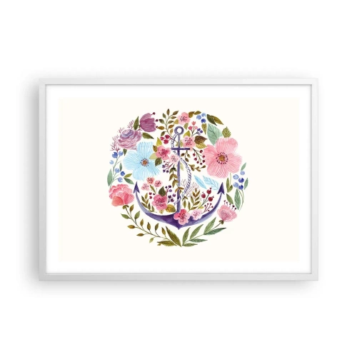 Plakat w białej ramie - Dobry sen żeglarza - 70x50 cm