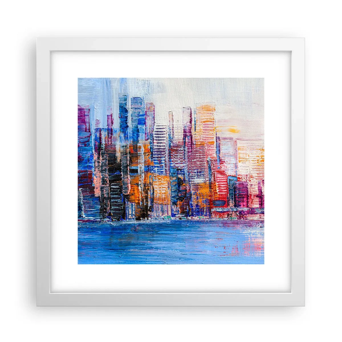 Plakat w białej ramie - Radosna metropolia - 30x30 cm