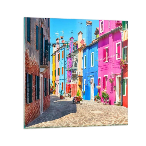 Obraz na szkle - Miasteczko "Pod papugami" - 30x30 cm