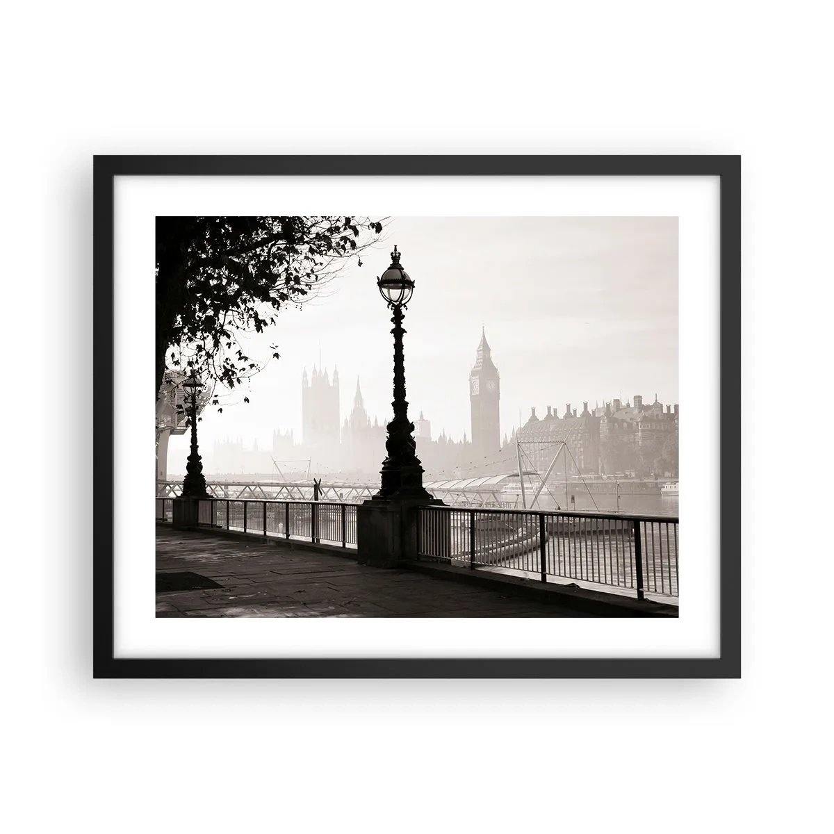 Plakat w czarnej ramie - Londyński poranek - 50x40 cm