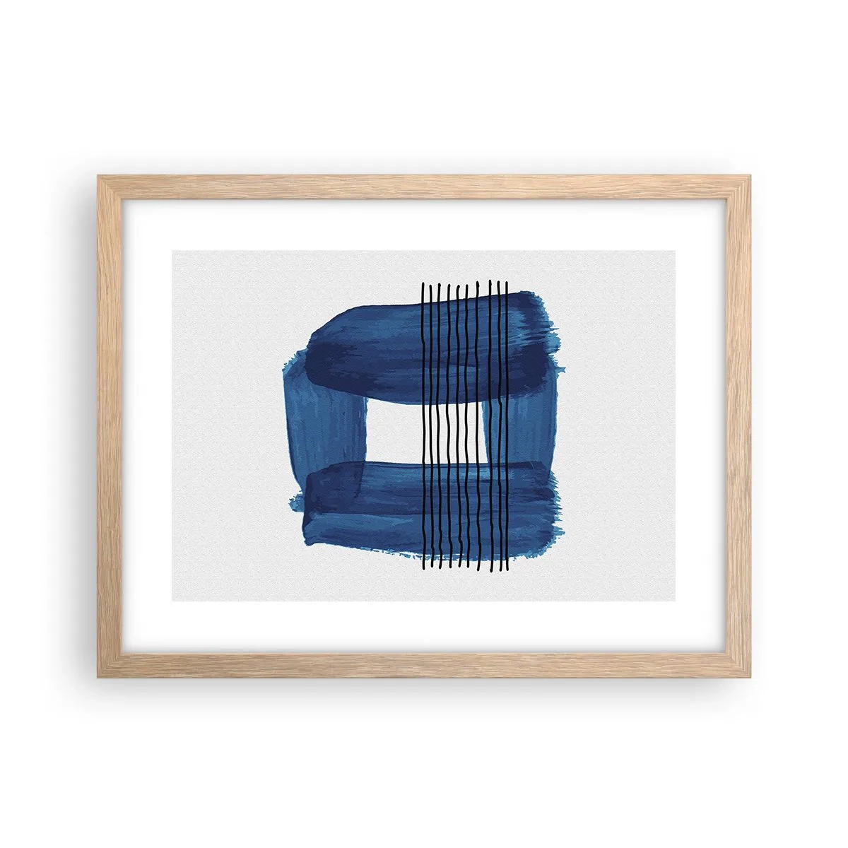 Plakat w ramie jasny dąb - Niebiesko-czarna kompozycja - 40x30 cm