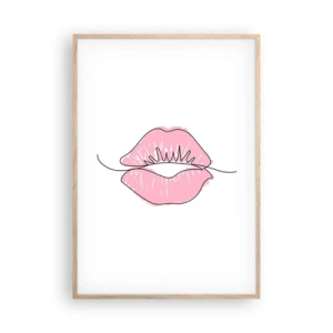 Plakat w ramie jasny dąb - Gotowy do pocałunku? - 70x100 cm