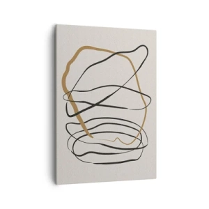 Obraz na płótnie - Minimalistyczna abstrakcja z dynamicznymi liniami w czerni i brązie - 50x70cm - Kompozycja – taniec opętaniec - Nowoczesna dekoracja ścienna do salonu, kuchni i sypialni ARTTOR